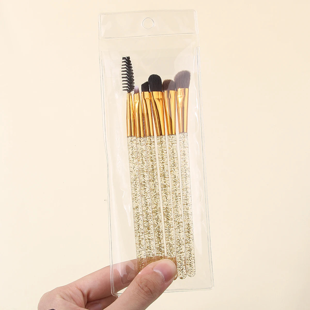 KOSSHOW 6-Pc Gold Eye Makeup Brush Set with PVC Storage Bag Eye Makeup Brush Set QXL