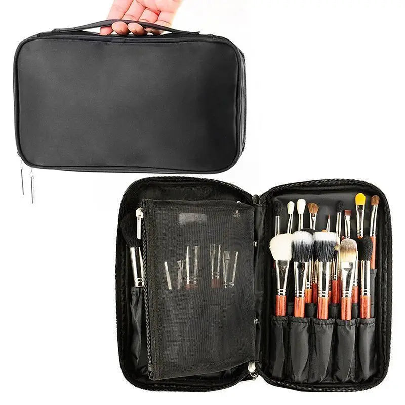 Large-Capacity Portable Makeup Bag with Brush Holder Makeup Storage Bag QXL