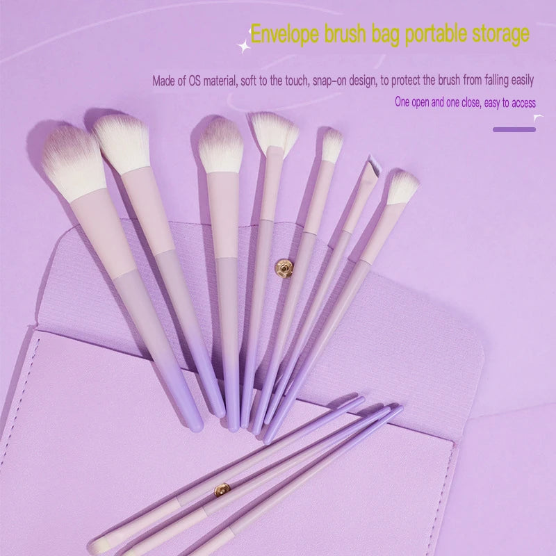 10-Piece Cream Purple Makeup Brush Set | Beginner Kit Makeup Brush Set QXL