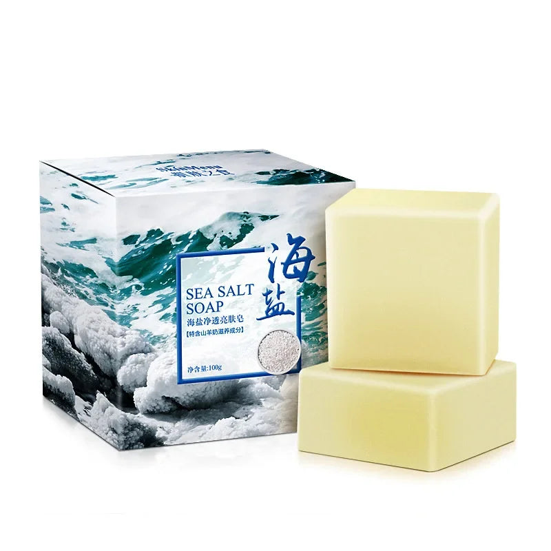 Sea Salt & Goat Milk Moisturizing Soap Bar with Foaming Net Moisturizing Soap Bar QXL Sea Salt Soap