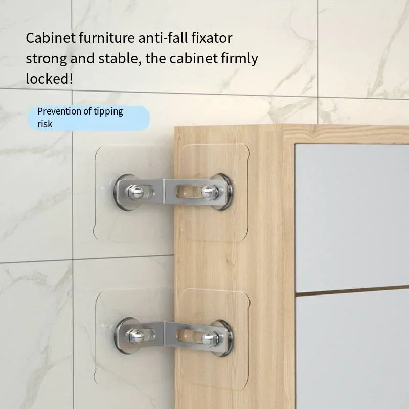 2-Pack Child Safety Cabinet Lock & Anti-Toppling Furniture Strap Child Safety Lock QXL