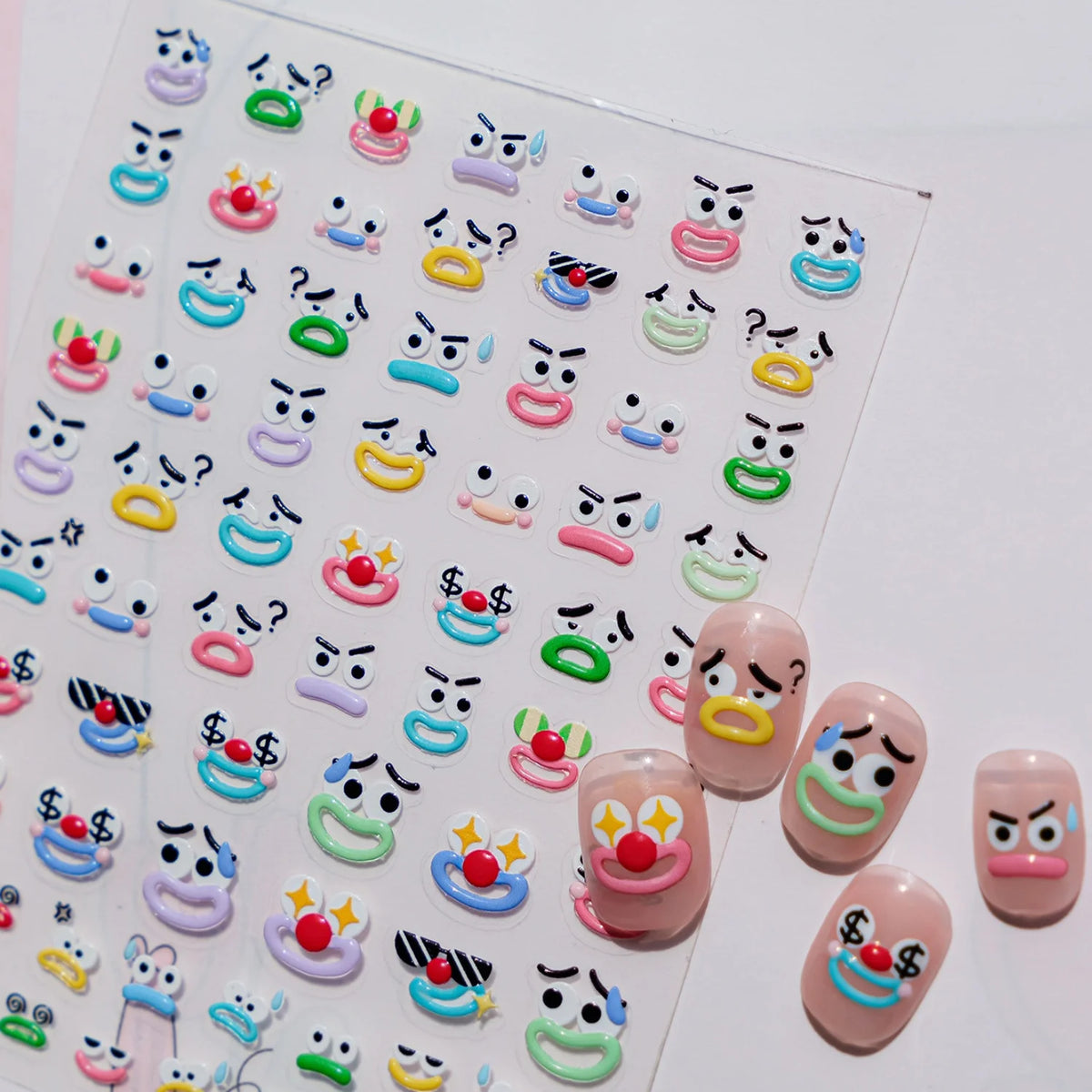 5D Funny Face Nail Art Stickers | Cartoon Expression Decals Nail Art Stickers QXL