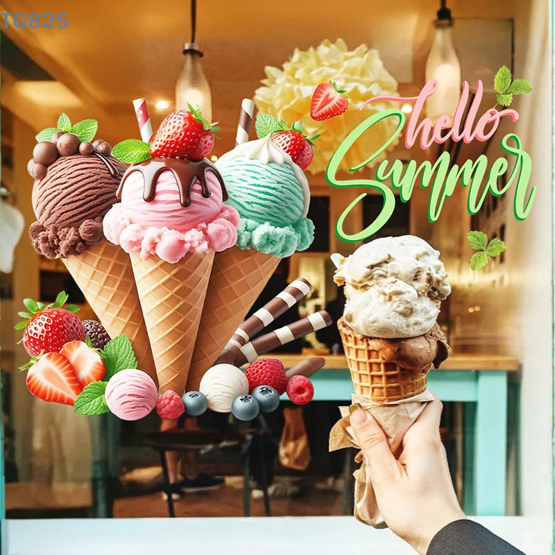 Ice Cream Wall Stickers – Self-Adhesive PVC Decals for Home Wall Decal Stickers QXL