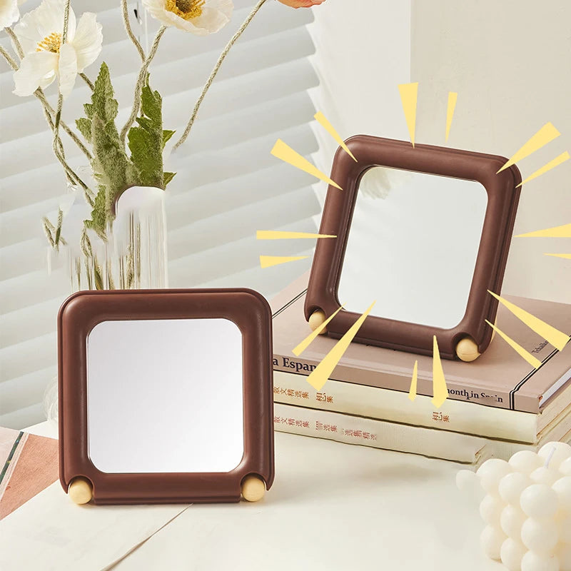 Foldable Makeup Mirror – Cute Chocolate Biscuit Handbag Design Makeup Mirror QXL