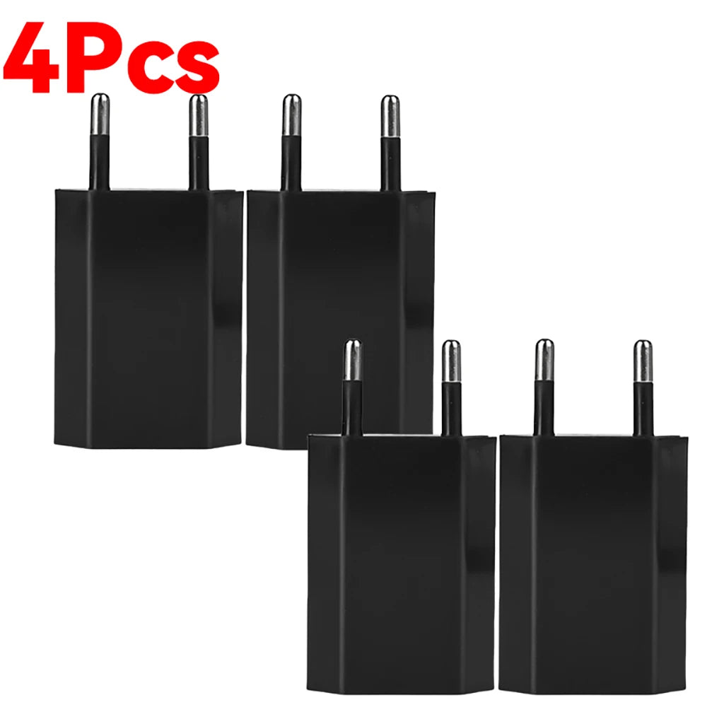 EU Plug USB Wall Charger 5V 1A | Universal Power Adapter USB Wall Charger QXL 4pcs Black EU