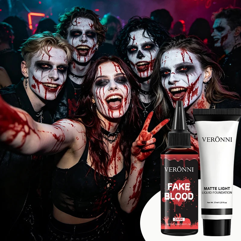 Halloween Fake Blood & White Face Paint | Non-Toxic Cosplay Set Halloween Face Paint Set QXL