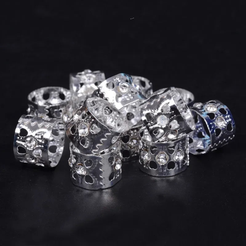 Gold Rhinestone Dreadlock Beads | Hair Braid Cuff Clips 10/20 Pc Hair Braid Beads QXL