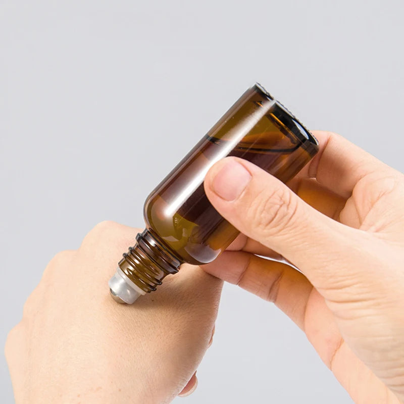 Amber Glass Roller Ball Bottle | Essential Oil & Cosmetic Applicator Glass Roller Bottle QXL