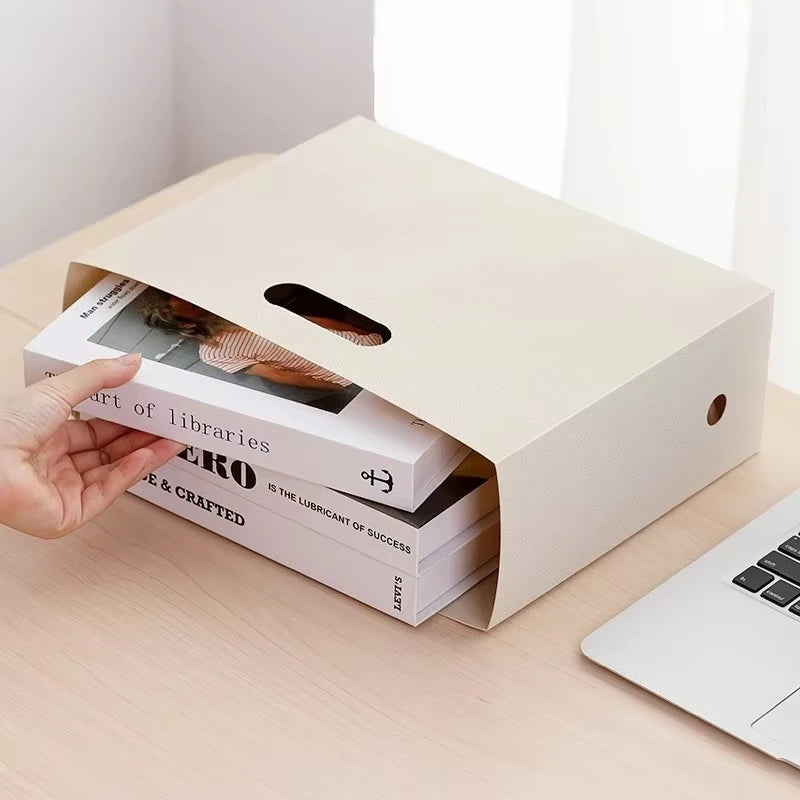 Foldable Plastic File Storage Box & Vertical Book Rack File Organizer QXL