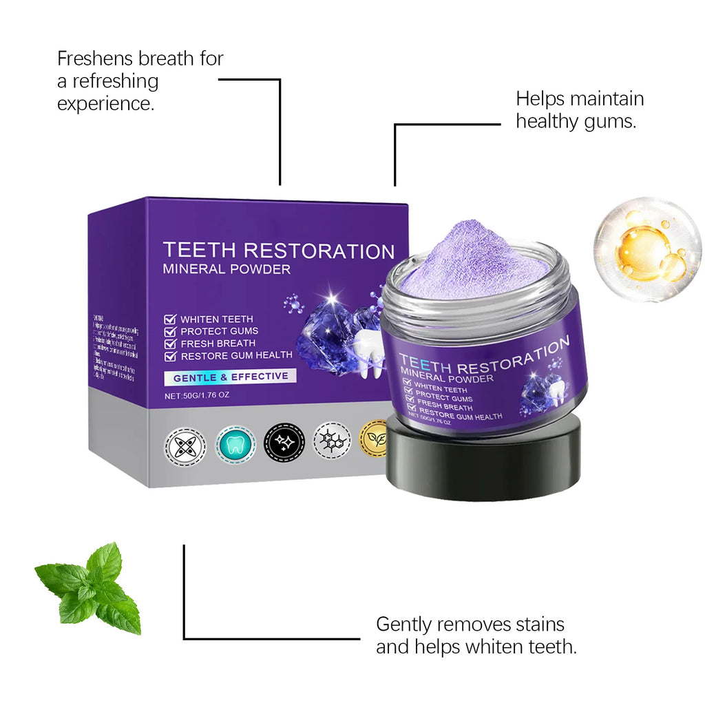 Purple Mineral Tooth Powder – Whitening & Fresh Breath 50g Whitening Tooth Powder QXL