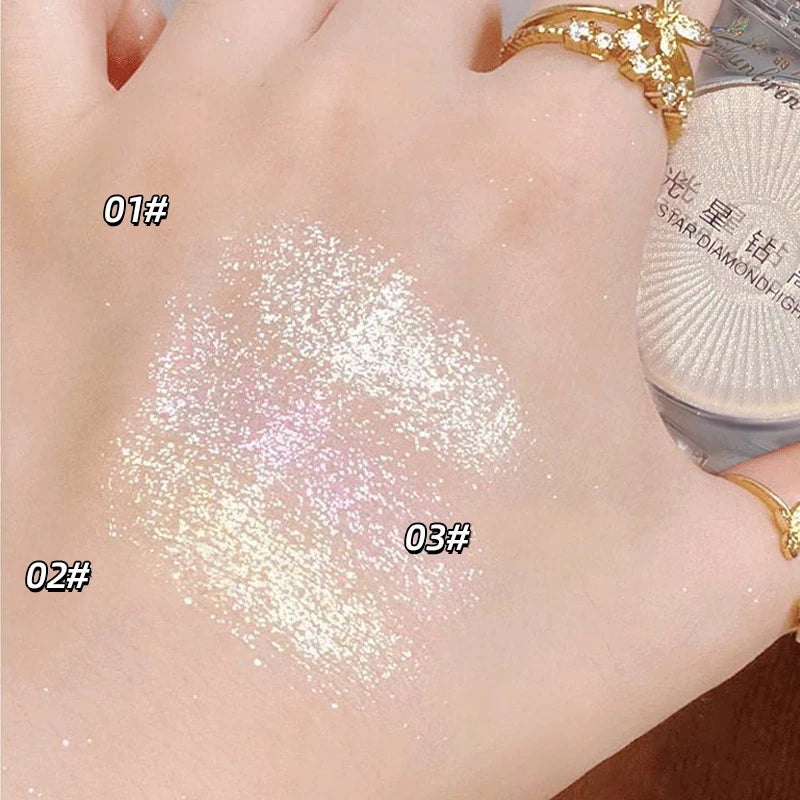 Galaxy Diamond Glitter Highlighter Palette | 3-Color Shimmer Glitter Highlighter Palette QXL
