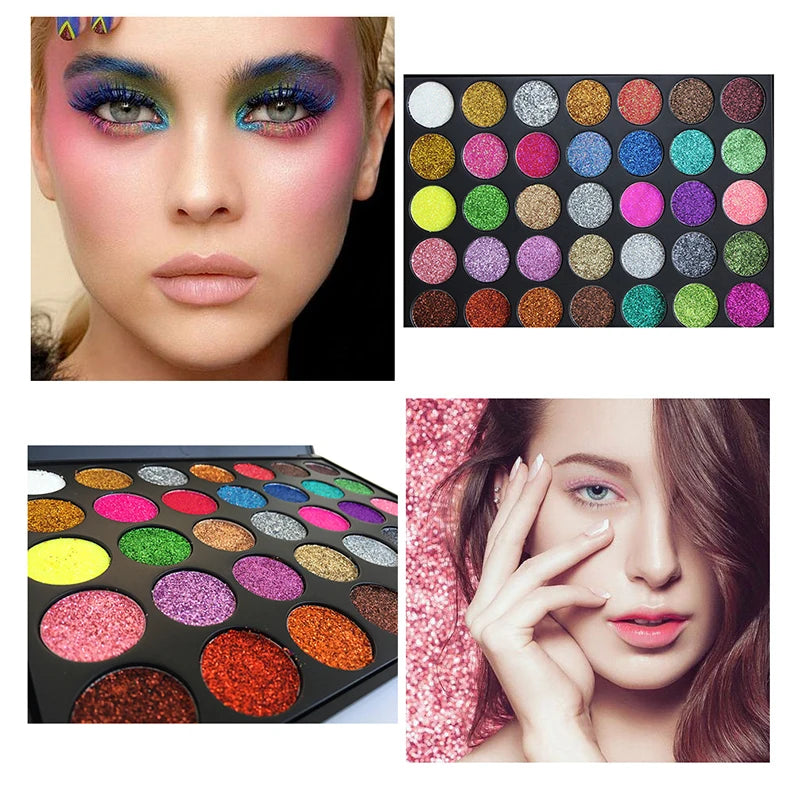 VERONNI 35-Color Glitter Metallic Eyeshadow Palette | Shimmer Eyeshadow Palette QXL