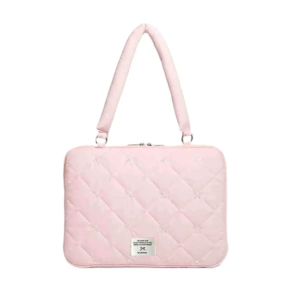 Bow Embroidered Laptop Sleeve Bag | Cushioned Shoulder Handbag Laptop Sleeve Bag QXL A