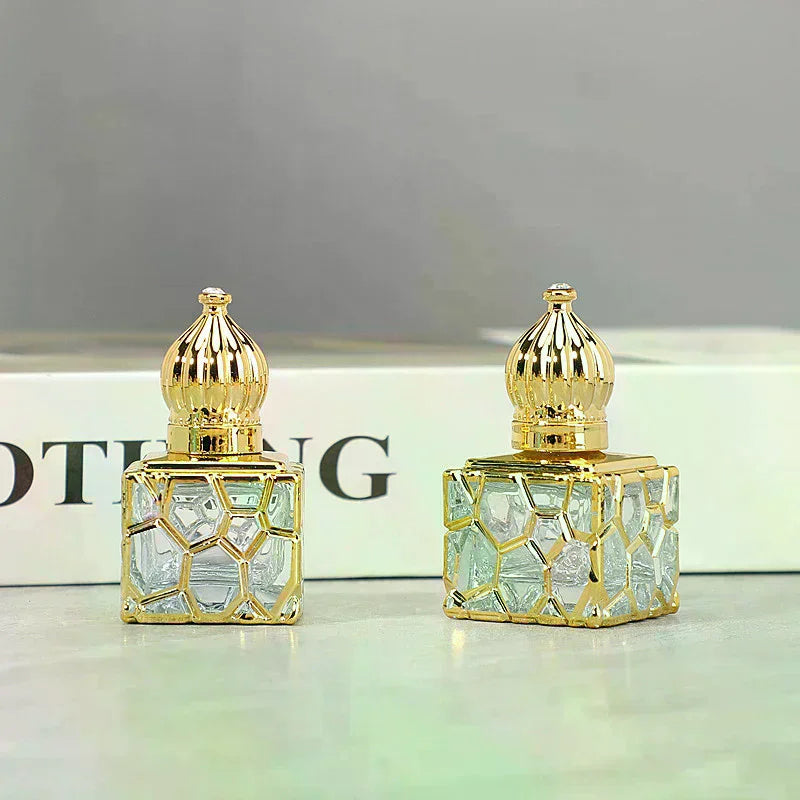 10ml Gold Cube Glass Perfume Bottle | Travel Atomizer Sprayer Perfume Atomizer Bottle QXL