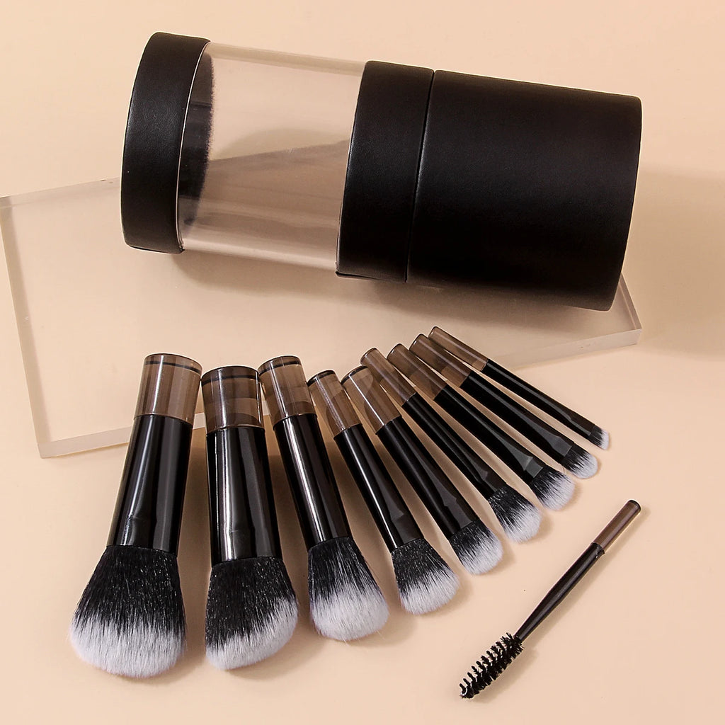 11-Piece Makeup Brush Set with Storage Cup | Face & Eye Makeup Brush Set QXL