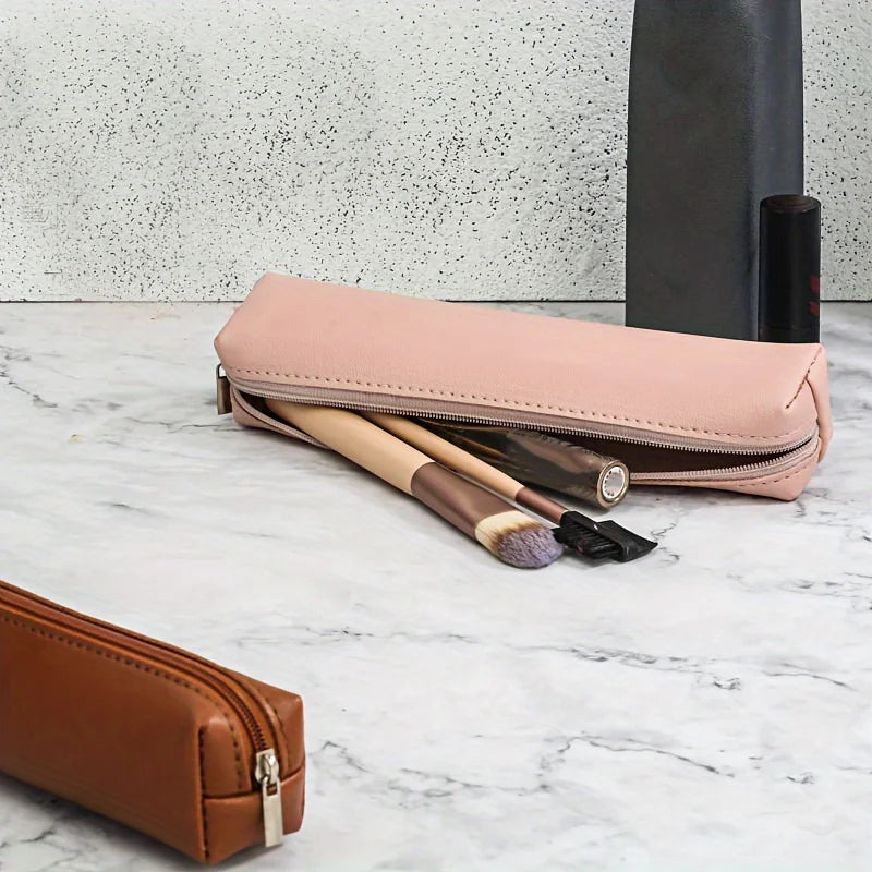 Faux Leather Mini Makeup Pencil Case & Brush Bag Makeup Pencil Case QXL