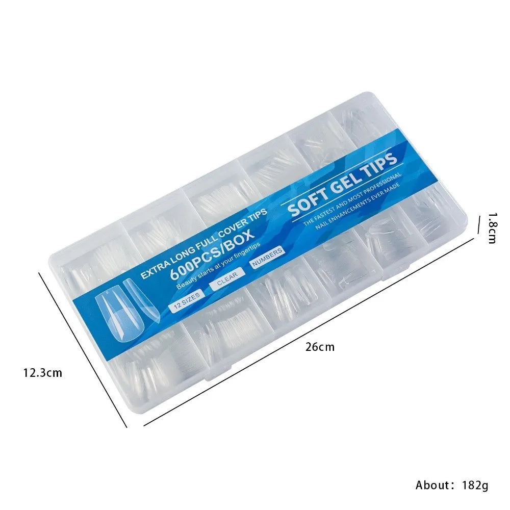 600-Pack Almond False Nail Tips | Half Matte Press-On Extensions False Nail Tips QXL