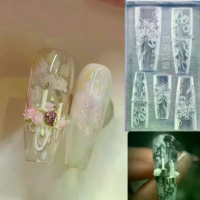 3D Rose Flower Silicone Nail Art Mold | DIY Nail Decoration Nail Art Mold QXL