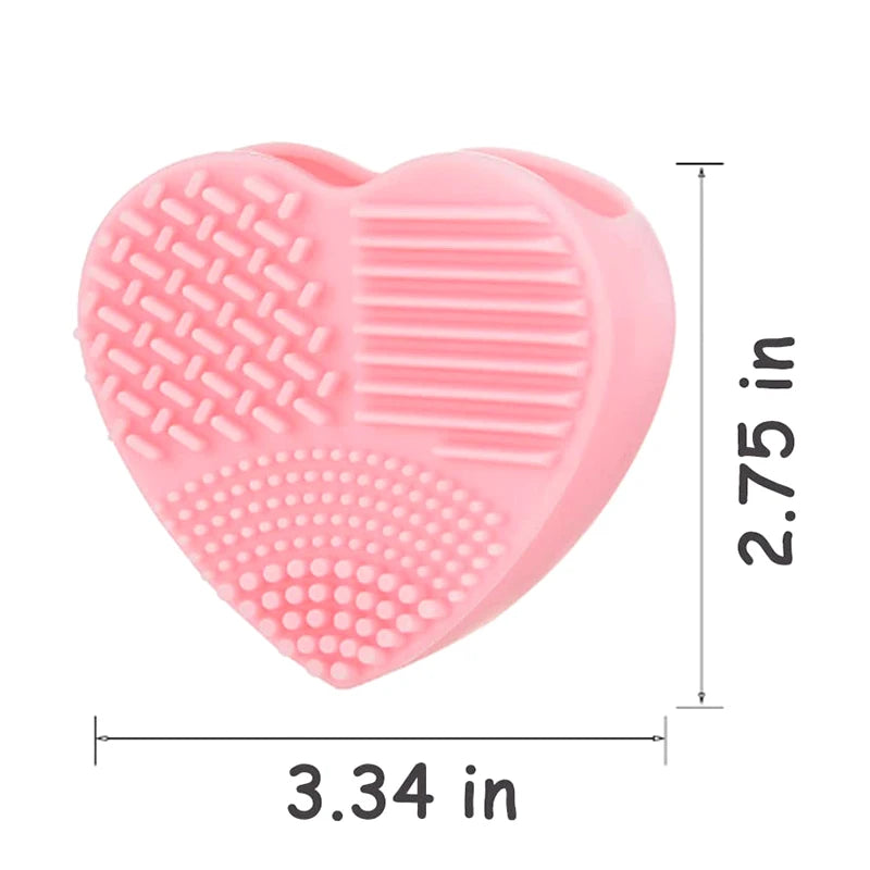 Heart-Shaped Silicone Makeup Brush Cleaning Mat | Portable Brush Cleaning Mat QXL