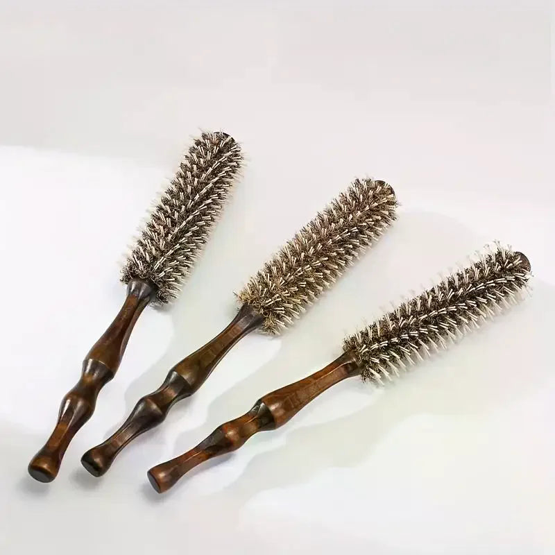 Wooden Handle Round Hair Brush | Boar & Nylon Bristles Round Hair Brush QXL