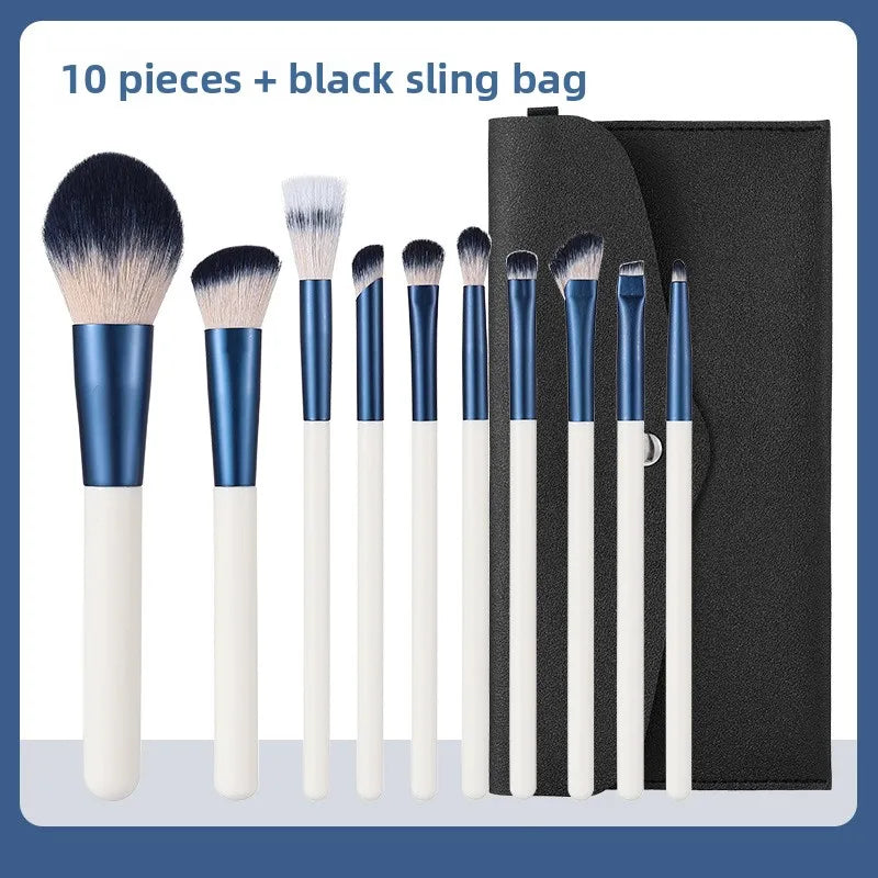 10-Piece Soft Fiber Makeup Brush Set – Face & Eye Kit Makeup Brush Set QXL 10 pcs with bag