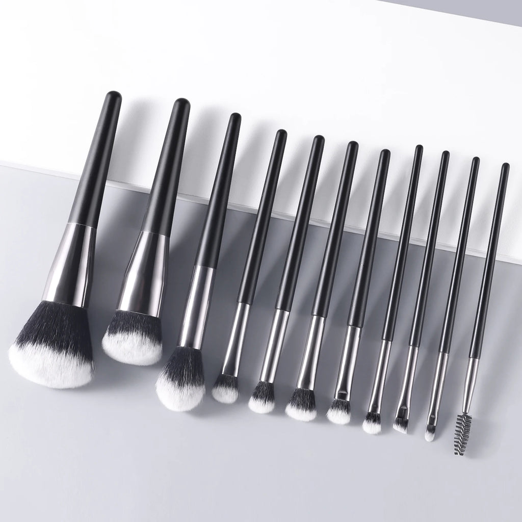 Ronshadow 11-Pc Makeup Brush Set | Soft Dual-Color Nylon Hair Makeup Brush Set QXL