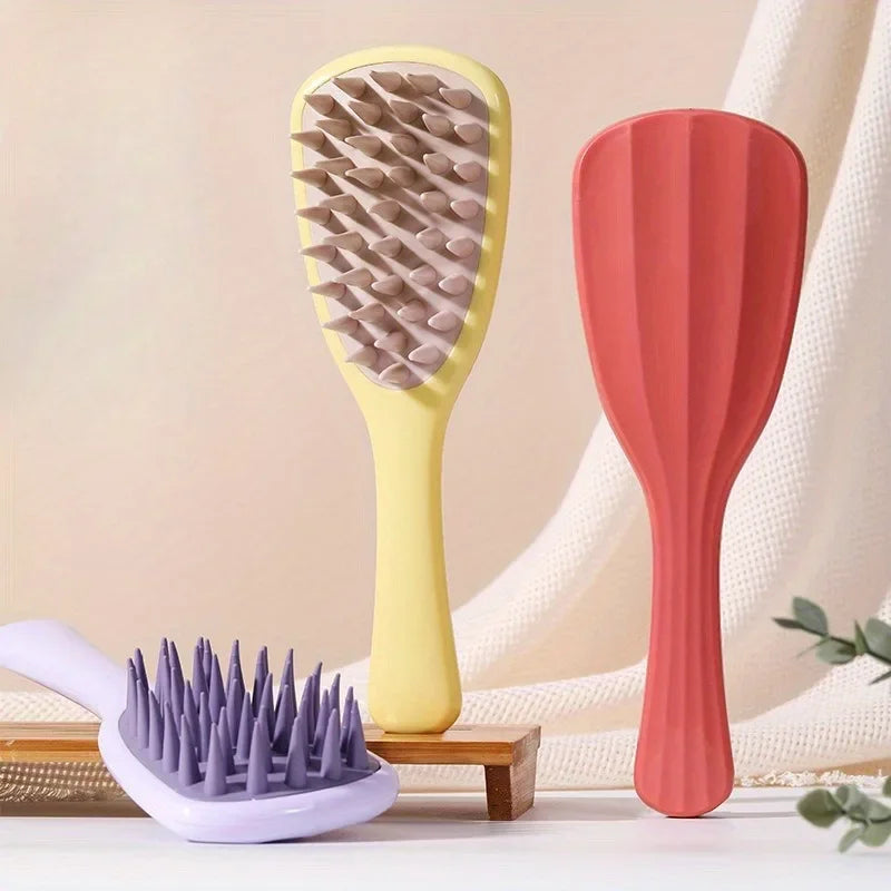 Silicone Shampoo Brush Scalp Massager | Long Handle Comb Scalp Massage Brush QXL