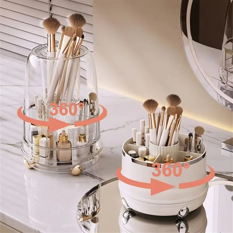 360° Rotating Makeup Brush Holder with Dustproof Cover Makeup Brush Organizer QXL