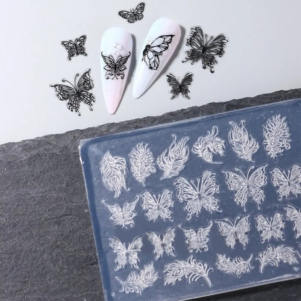 3D Nail Art Silicone Mold | Snowflake Butterfly Gel Stencil Nail Art Mold QXL