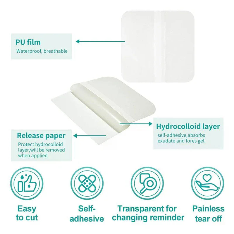 2-Pack Ultra-Thin Hydrocolloid Wound Dressing Patches Wound Dressing Patches QXL