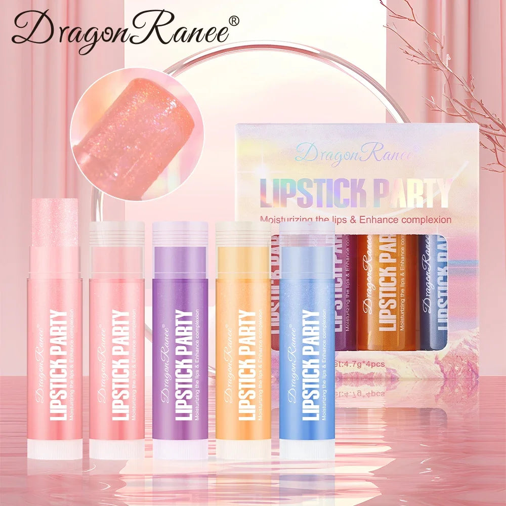 Dragon Ranee 4-Pc Pearlescent Mirror Lip Gloss Set | Long-Lasting Lip Gloss Set QXL