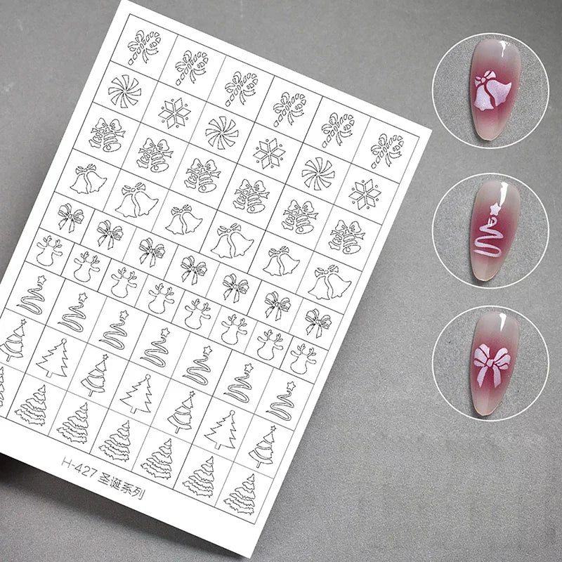 Christmas Hollow Nail Stencils | Snowflake & Tree Airbrush Tips Nail Art Stencils QXL