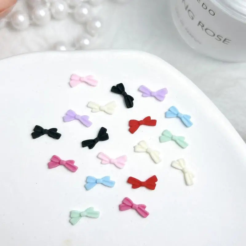 50-Pack Mini Macaron Bow Nail Art Charms | DIY Resin Decor Nail Art Charms QXL