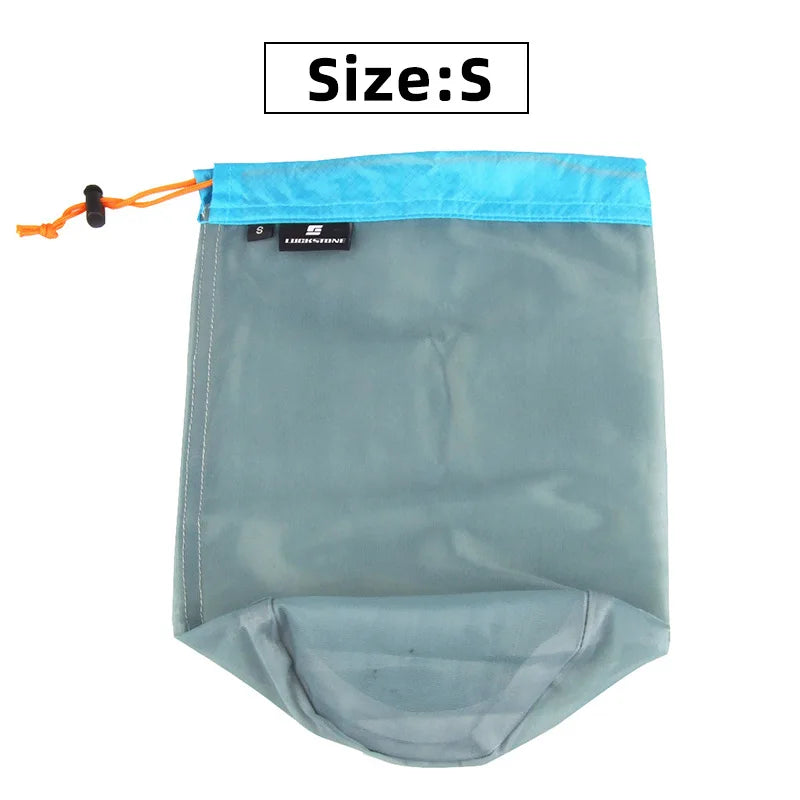 Ultralight Mesh Drawstring Stuff Sack | S–XXL Travel Organizer Mesh Stuff Sack QXL Gray S
