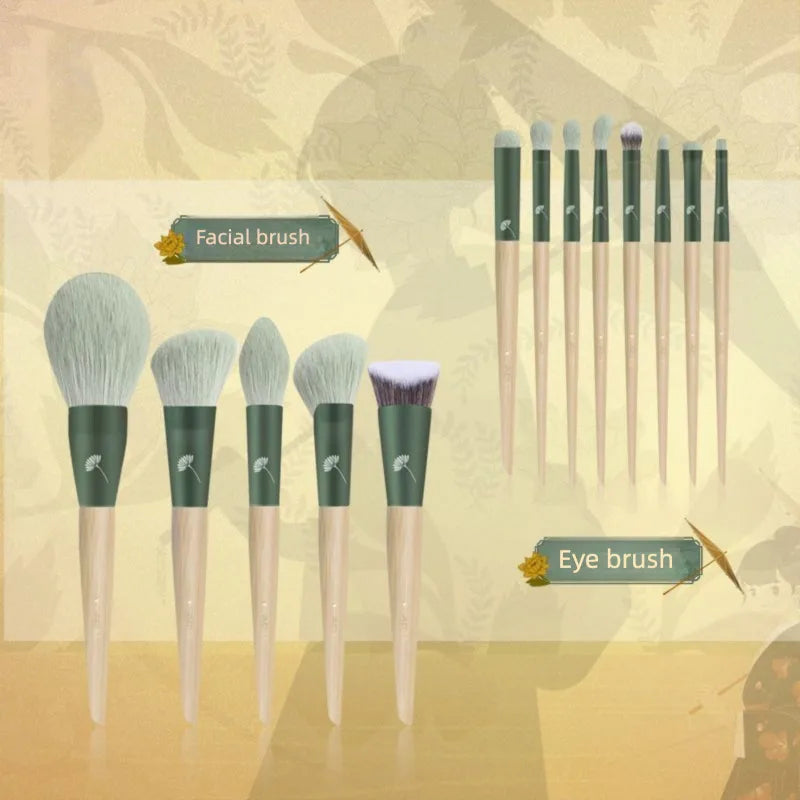 13-Piece Jade Bamboo Makeup Brush Set | Professional Kit Makeup Brush Set QXL