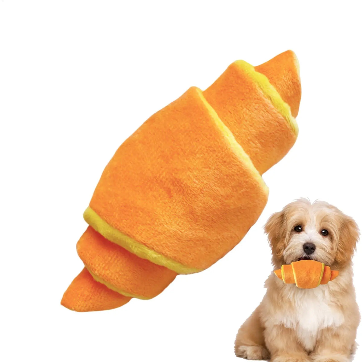 Croissant Squeaky Plush Dog Toy | Puppy Enrichment & Play Plush Dog Toy QXL