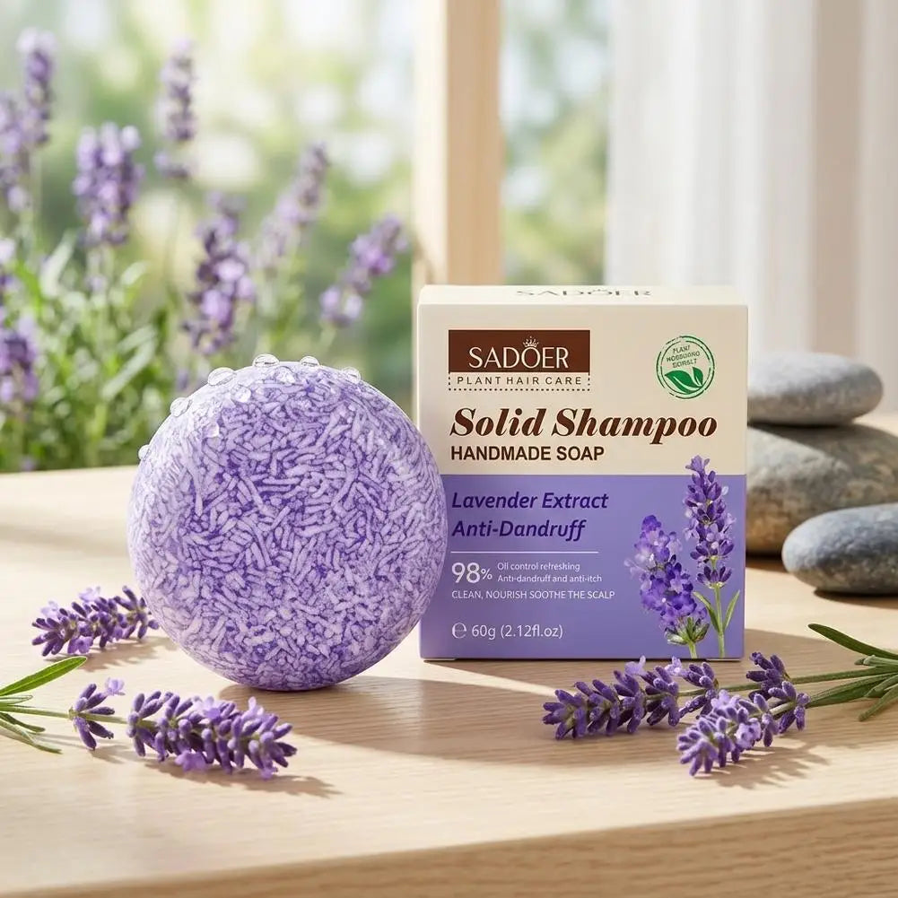 SADOER Lavender Solid Shampoo Bar – Scalp Care & Volume Solid Shampoo Bar QXL
