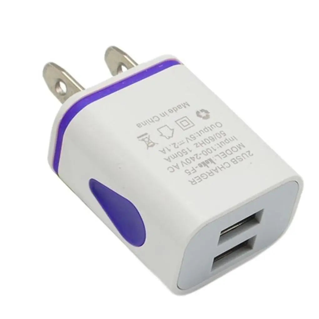 Dual Port 5V 2A USB Wall Charger – EU US AU Travel Adapter USB Travel Charger QXL Blue US Plug