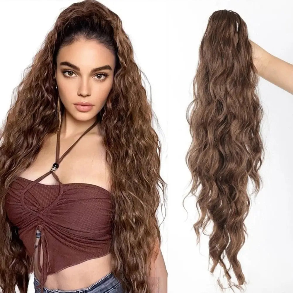 Clip-In Synthetic Ponytail Extension | Long Wavy Curly 66cm Clip-In Hair Extension QXL