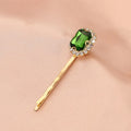 Rhinestone Pearl Hair Clip | Korean Vintage Green Barrette Hair Barrette Clip QXL 1 Emerald single dia