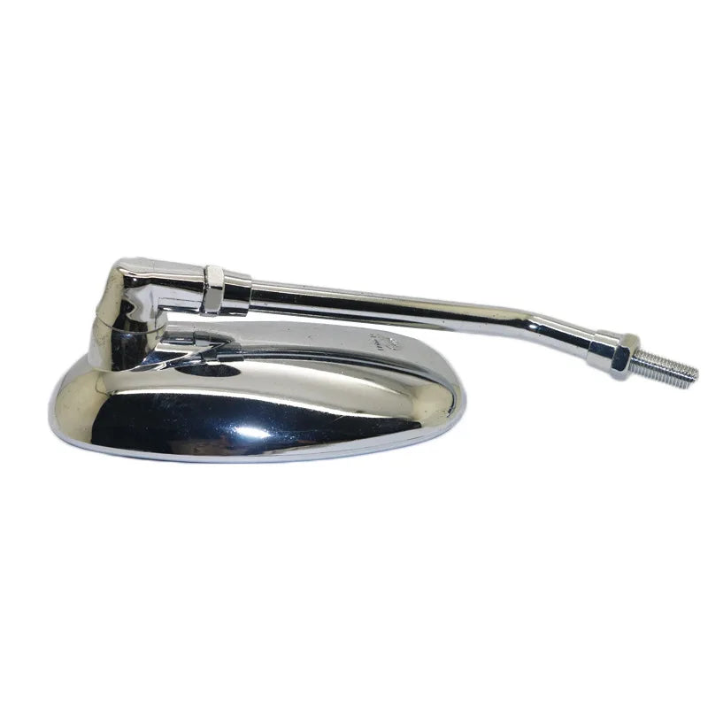 Chrome Oval Retro Motorcycle Mirrors | 10mm Thread Pair Motorcycle Side Mirrors QXL