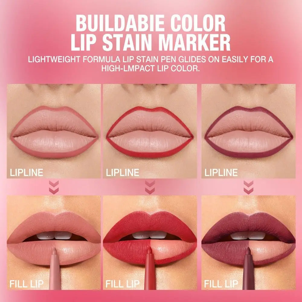12-Color Matte Lip Liner Pencil | Waterproof Long-Lasting Matte Lip Liner QXL