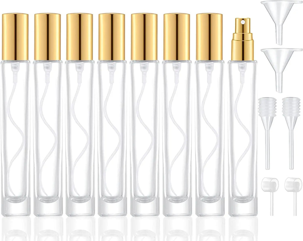 6-Pack 30ml Refillable Glass Perfume Atomizer Spray Bottles Perfume Atomizer Set QXL 10ml Gold 8pc round