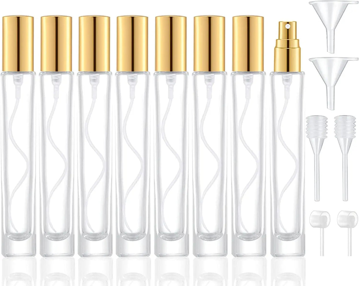 6-Pack 30ml Refillable Glass Perfume Atomizer Spray Bottles Perfume Atomizer Set QXL 10ml Gold 8pc round