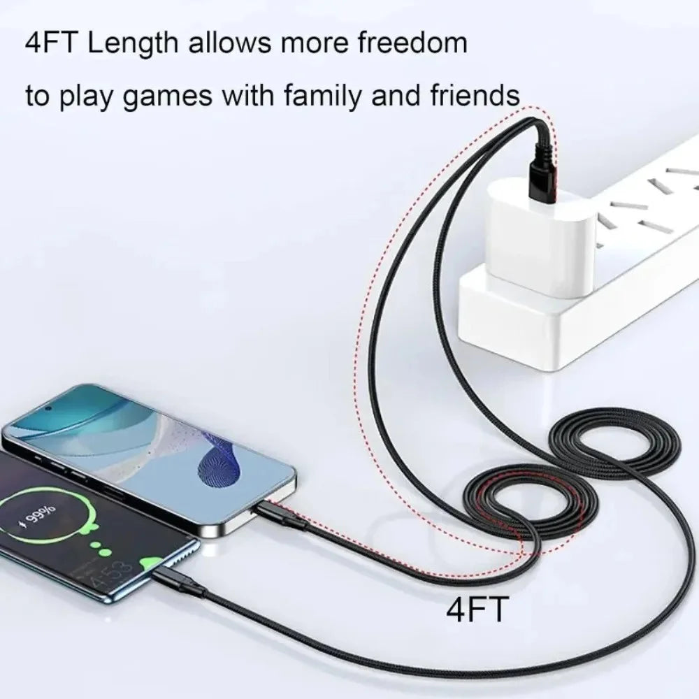 2-in-1 USB-C & Micro USB Fast Charging Cable Y Splitter 5A USB Charging Cable QXL