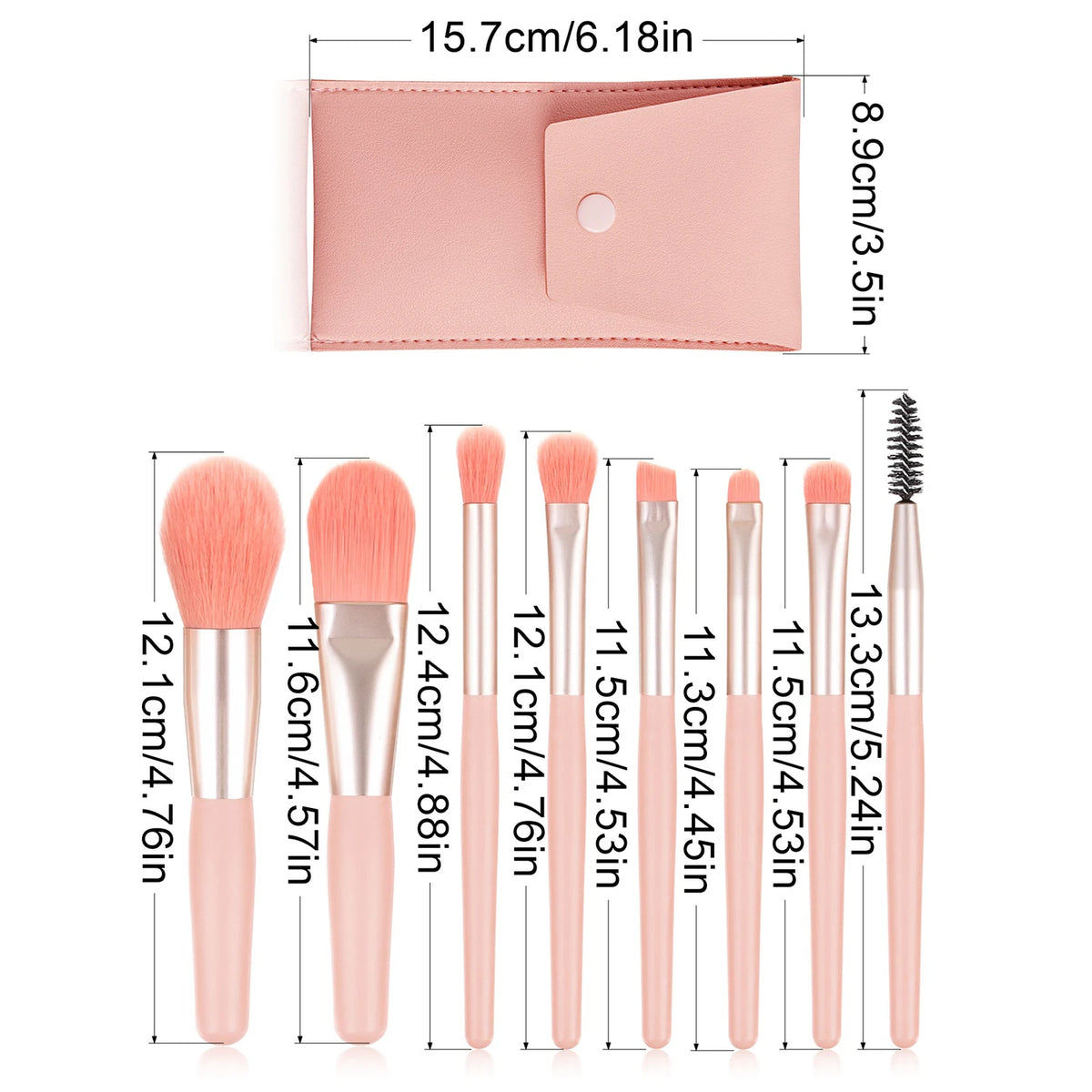 Ronshadow 8-Pc Makeup Brush Set with Button Storage Bag Makeup Brush Set QXL