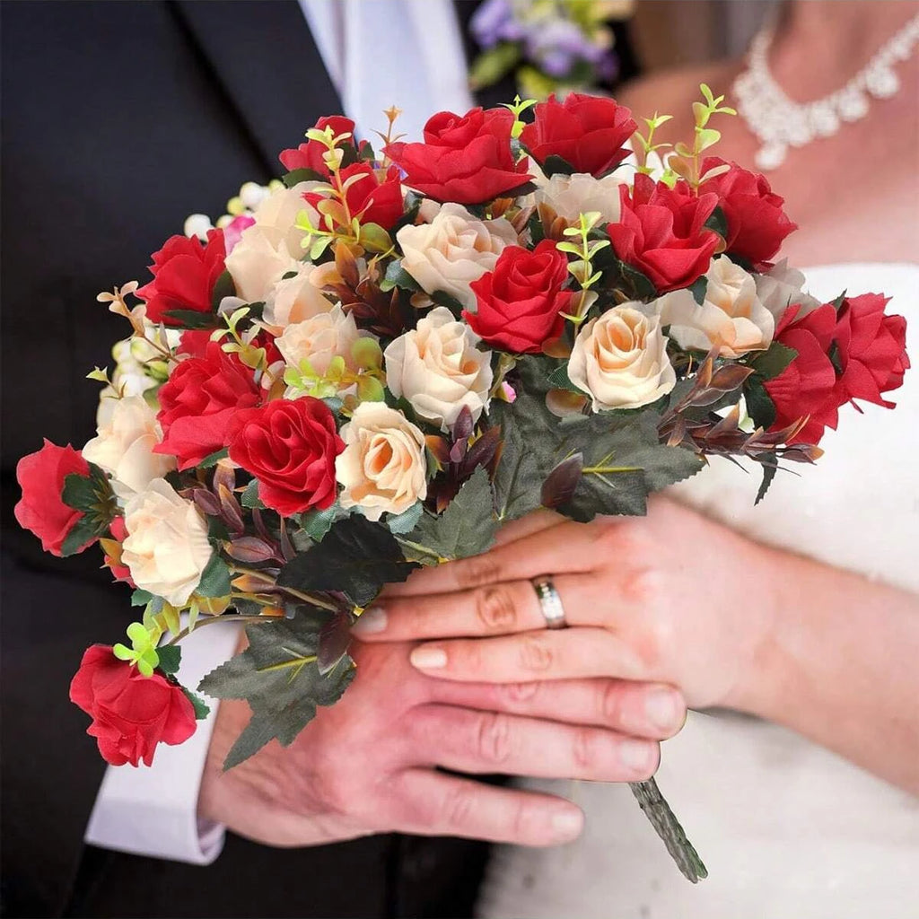 Silk Rose Artificial Flower Bundle | Wedding & Home Décor Artificial Silk Flower QXL
