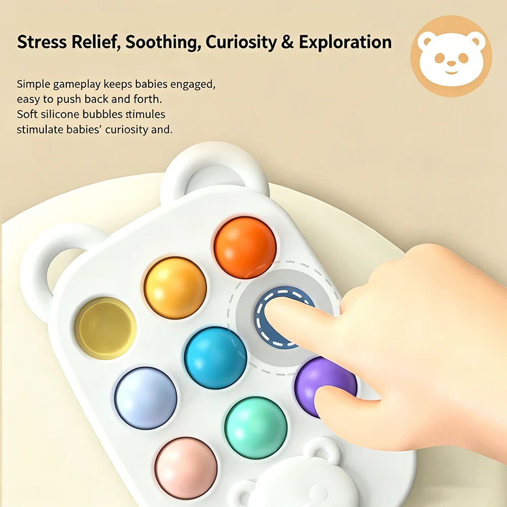 Bear Pop It Fidget Toy | 9-Button Silicone Sensory Toy for Toddlers Silicone Sensory Toy QXL