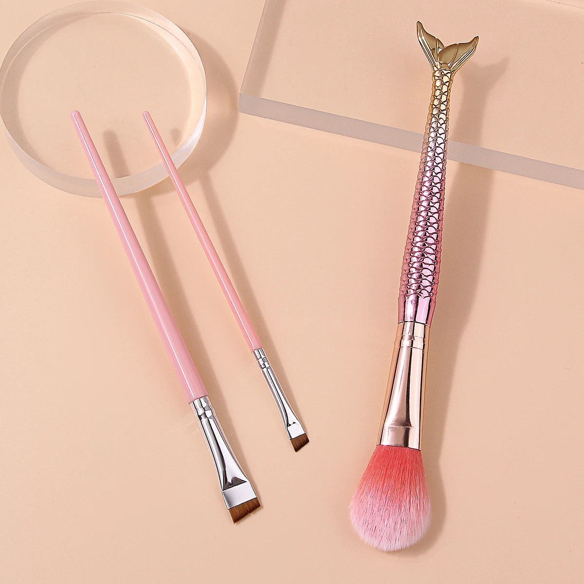 KOSSHOW 3-Pc Makeup Brush Set | Blush & Angled Brow Brushes Makeup Brush Set QXL