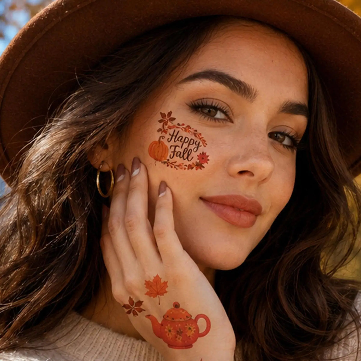 Thanksgiving Temporary Tattoos – 10-Sheet Autumn Harvest Set Temporary Tattoo Set QXL